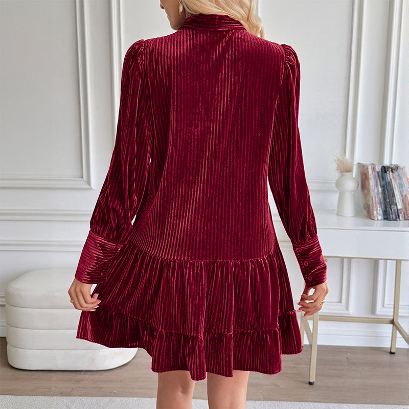 Damen Elegantes und Verspielt Kleid mit Schluppe Drune