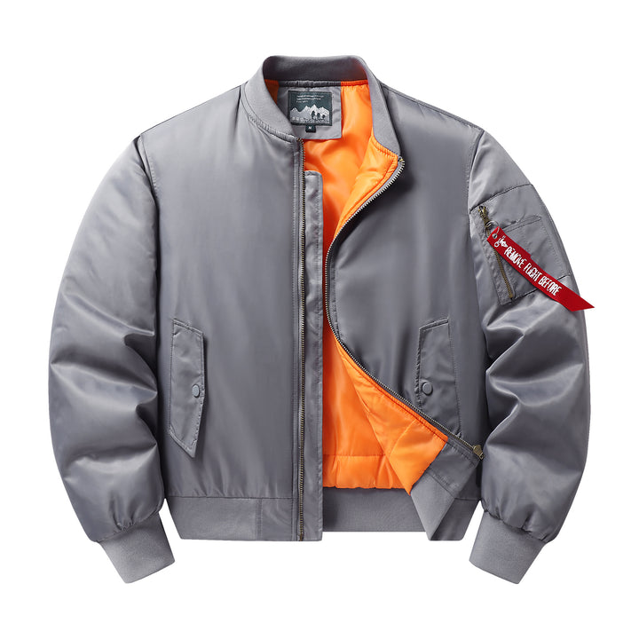 Herren Flieger-Bomberjacke mit kontrastfutter winddichtem Shell und Ärmel-Utilitytasche Drune