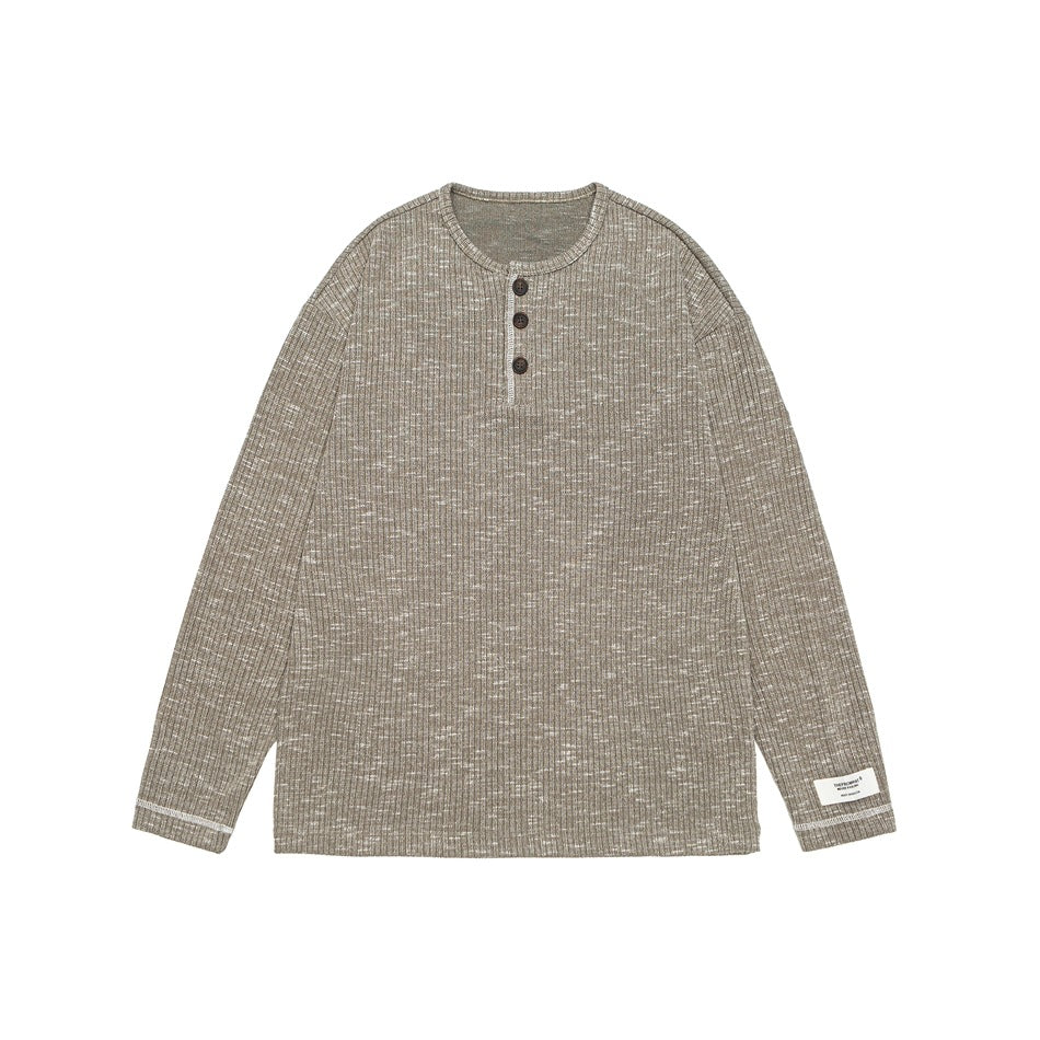 Unisex Thermo-Waffelstrick-Henleyshirt mit Knopfleiste und Rippstruktur Drune