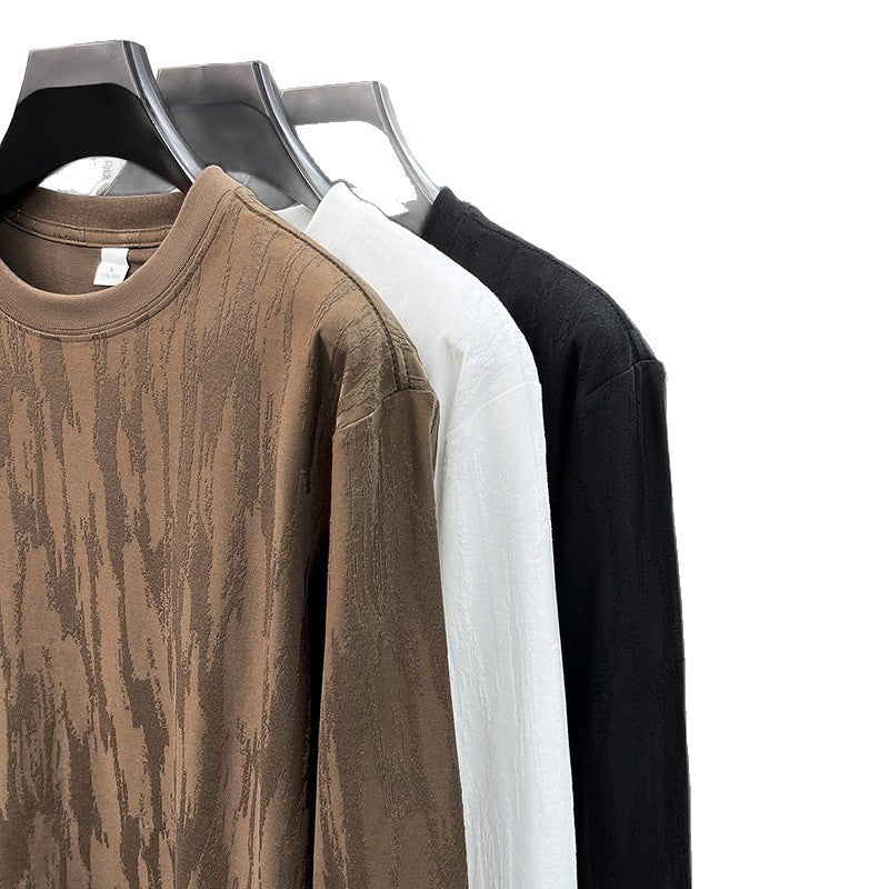 Herren Feinstrukturiertes Langarmshirt mit Rundhals und dezenter Jacquardstruktur Drune