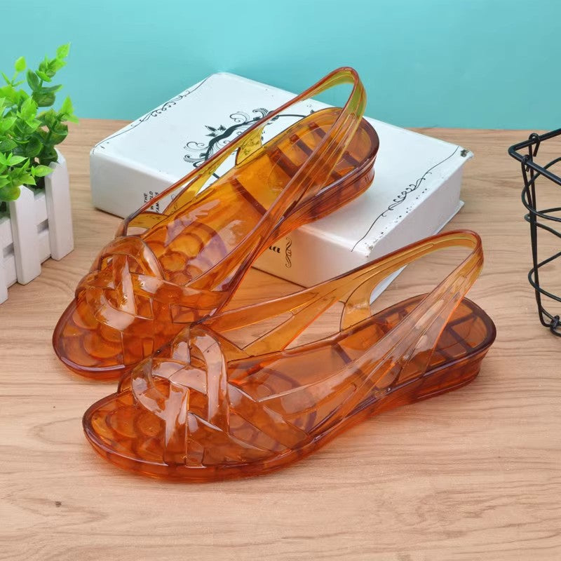 Damen Slingback Sandalen aus transparentem Material mit komfortabler Sohle Drune