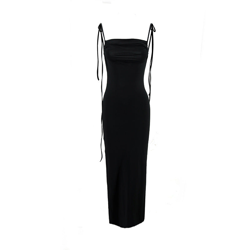 Damen Elegantes Wickelkleid mit tiefem Rückenausschnitt und zarten Bindebändern Drune