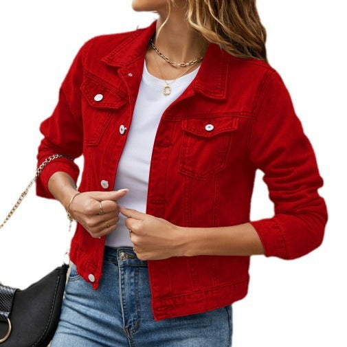 Damen klassische Denim-Jacke im Schneidertailoring-Stil Drune