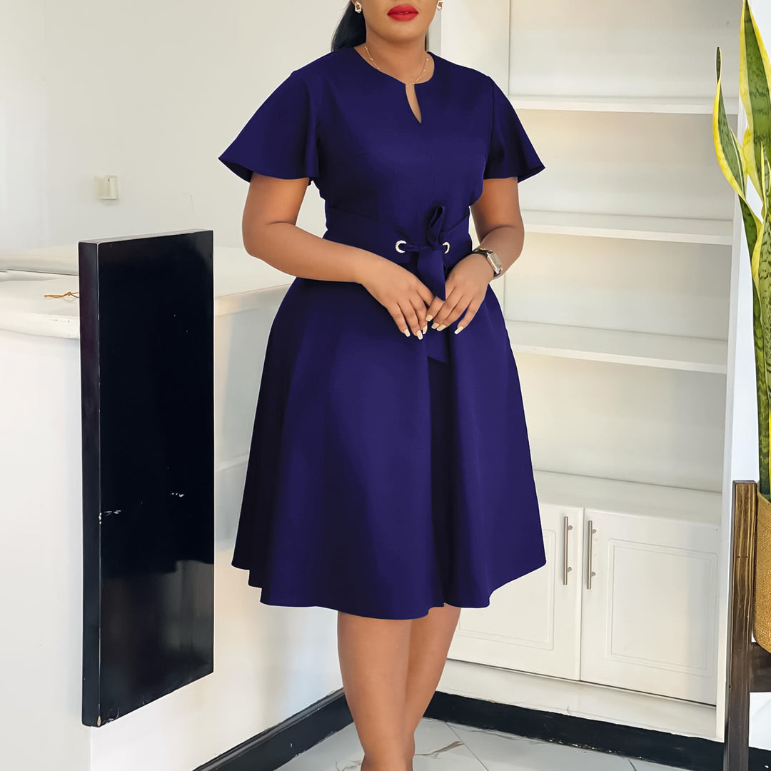 Damen Sommerliches Wickelkleid mit legerem Schnitt und Taillengürtel Drune