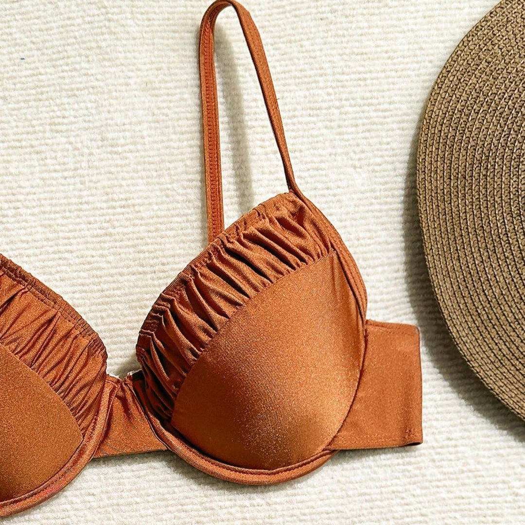 Damen Push-Up-Bikini mit Raffungen und verstellbaren Trägern Drune