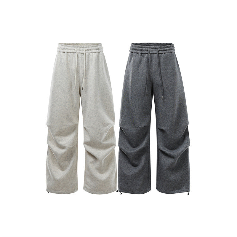 Unisex Weite Sweat-Cargohose mit Ebenenpasse, elastischem Kordelbund und verstellbarem Saum Drune