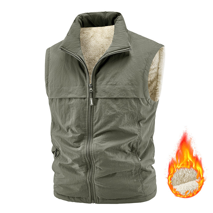 Herren Thermo‑Steppweste mit Sherpa‑Futter, hohem Kragen und Reißverschluss Drune
