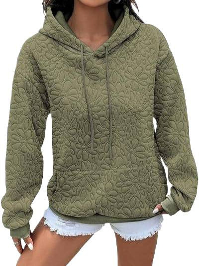 Damen Gesteppter Kapuzenpullover mit floral geprägter Steppstruktur Drune