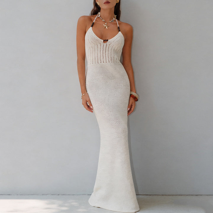Damen elegantes Strickmaxikleid mit raffinierten Details Drune