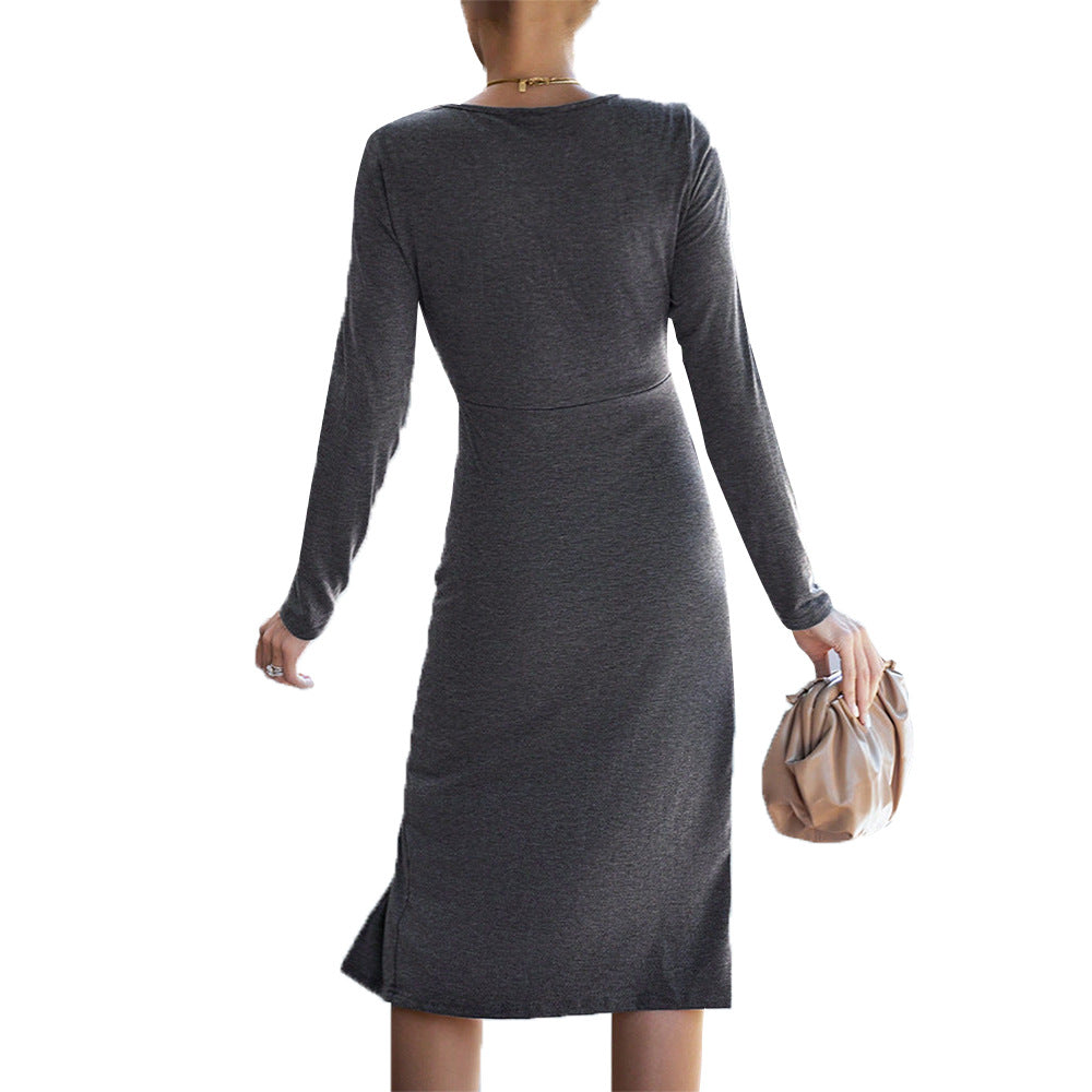 Damen Midi-Kleid mit kreativen Cut-Out-Details und elegantem Drapierungsdesign Drune