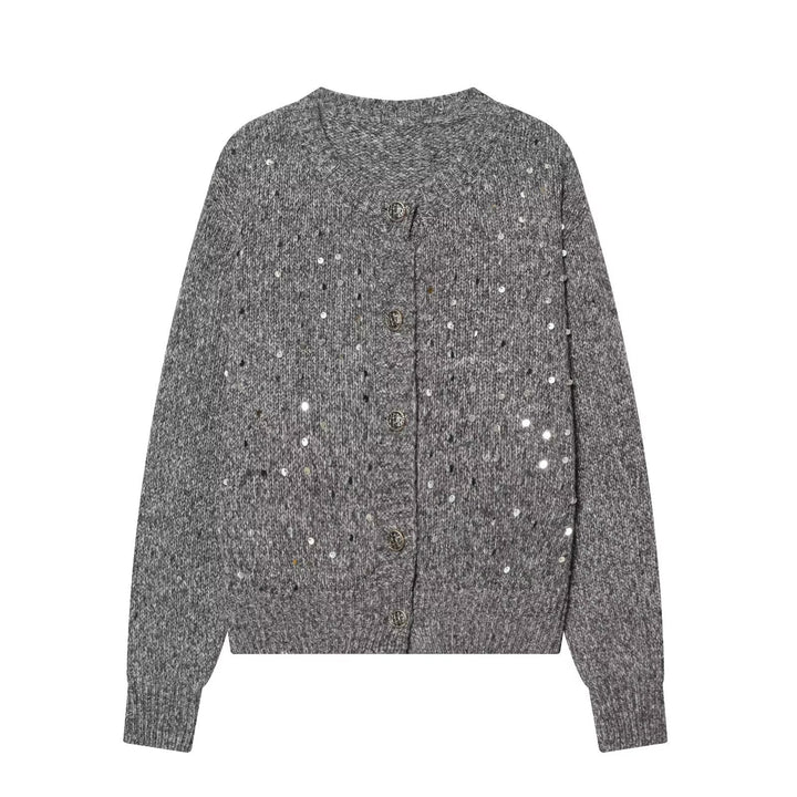 Damen Strickcardigan mit Pailletten und Zierknöpfen Drune