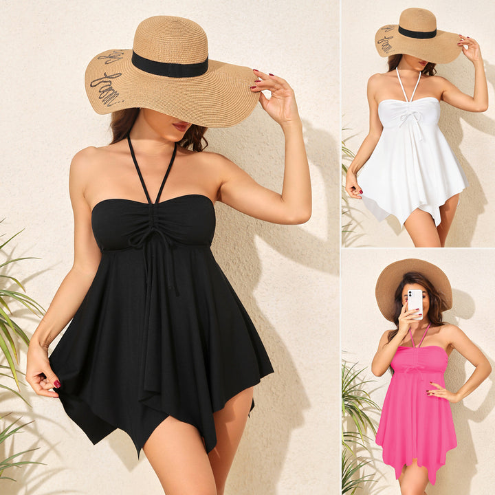 Damen Tankini mit asymmetrischem Saum und verstellbaren Trägern Drune
