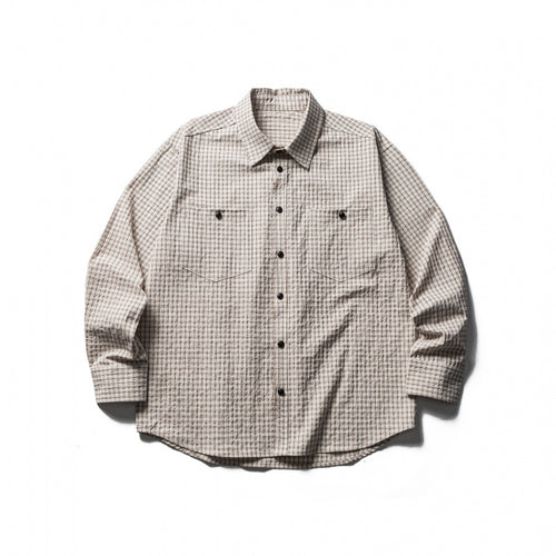 Herren Boxy-Overshirt aus leichter Baumwollmischung mit feinem Karomuster und Brustklappentaschen Drune