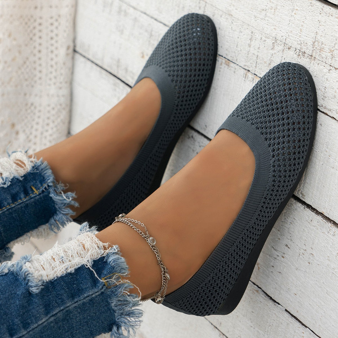 Damen  gestrickte Ballerina-Slipper mit atmungsaktivem Maschenoberteil und ergonomischem Memory-Fußbett Drune