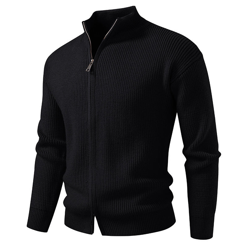 Herren Strickjacke mit hohem Kragen und innovativem Reißverschluss Drune