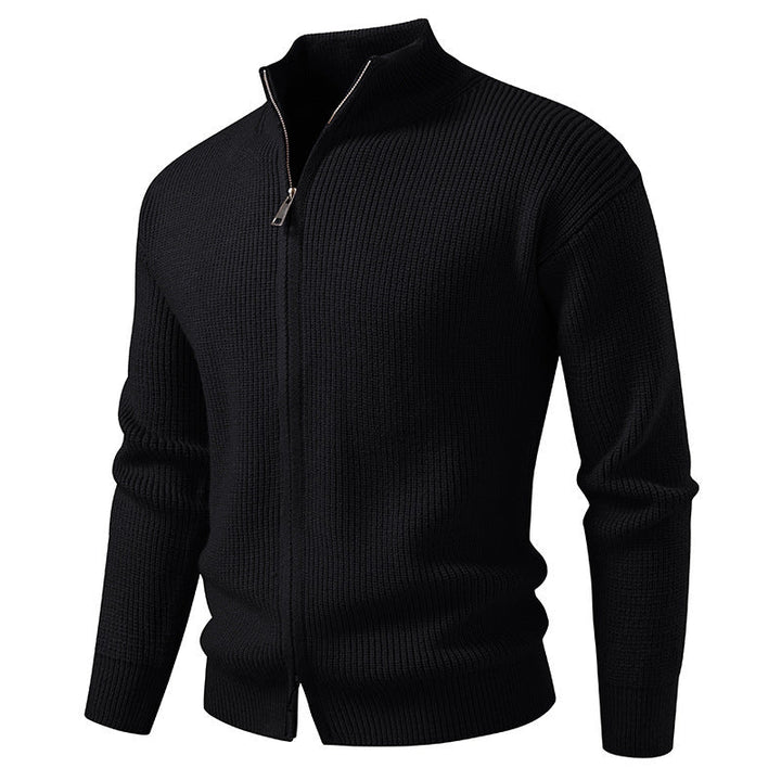 Herren Strickjacke mit hohem Kragen und innovativem Reißverschluss Drune