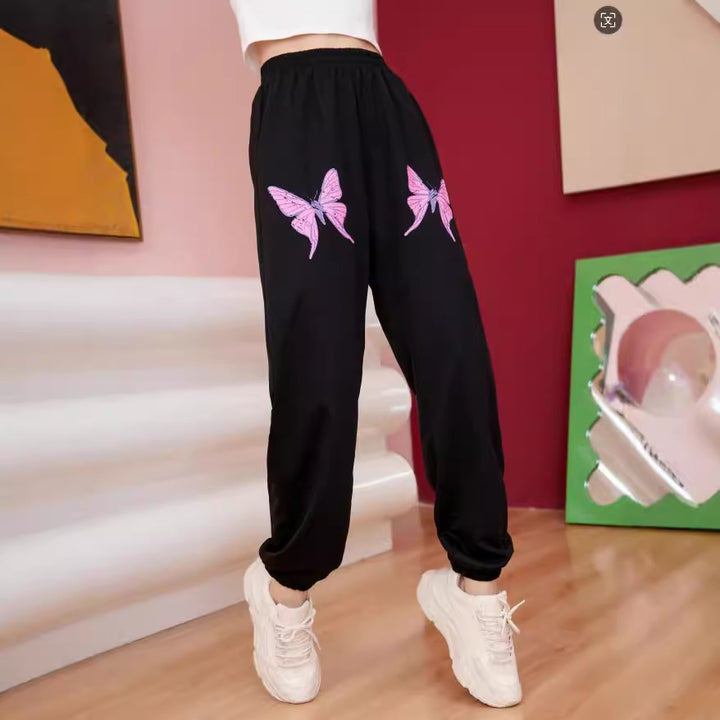 Damen Jogginghose mit buntem Schmetterlingsmotiv Drune