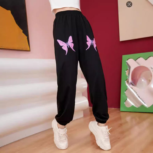 Damen Jogginghose mit buntem Schmetterlingsmotiv Drune