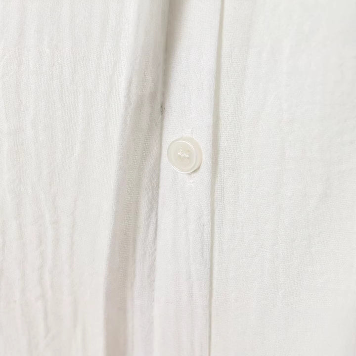 Damen Elegante Baumwollmisch‑Bluse mit Spitzenpasse, verdeckter Knopfleiste und weiten Ballonärmeln Drune