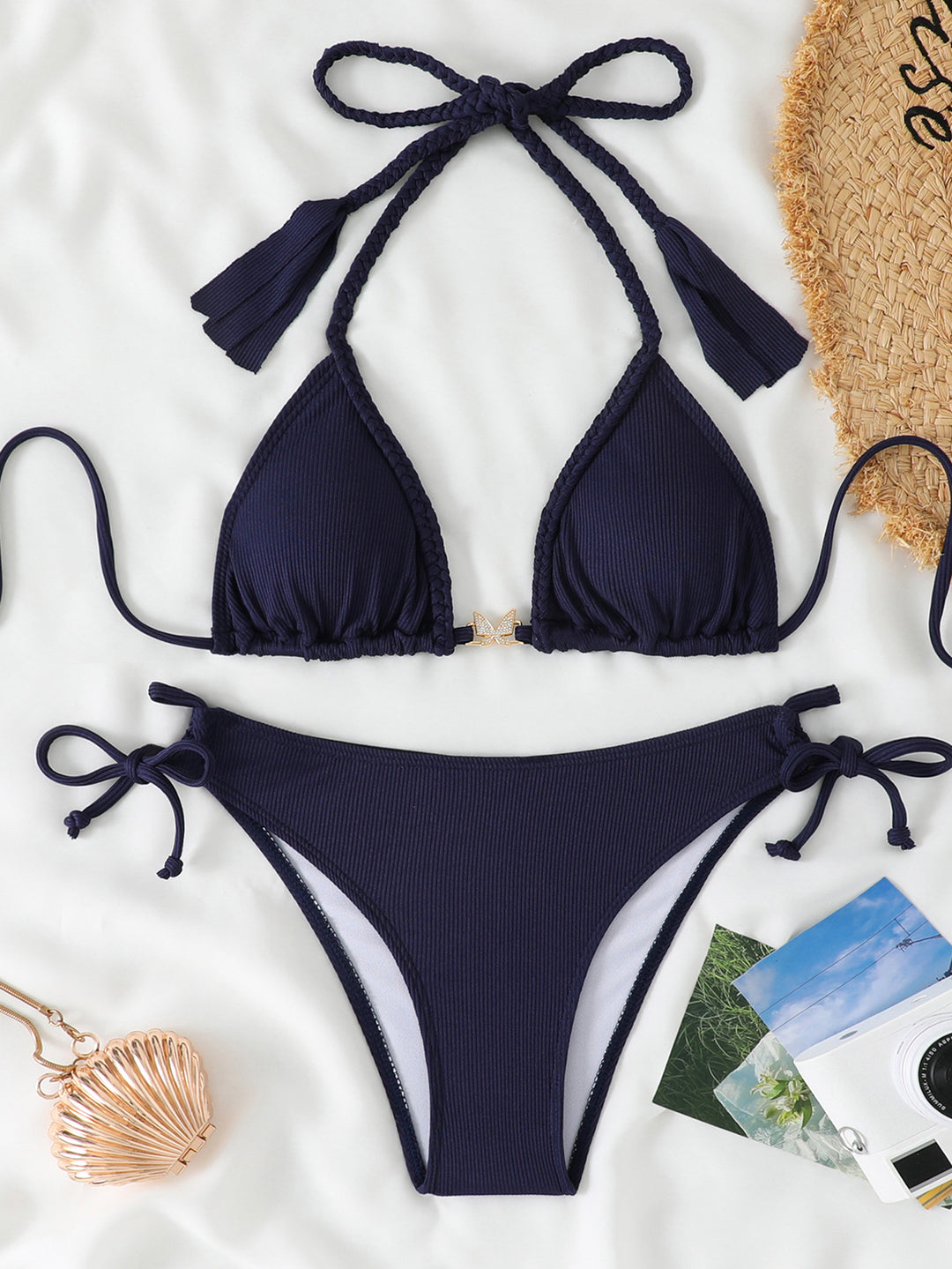 Damen Badeanzug-Set mit fransigen Details und verstellbaren Trägern Drune