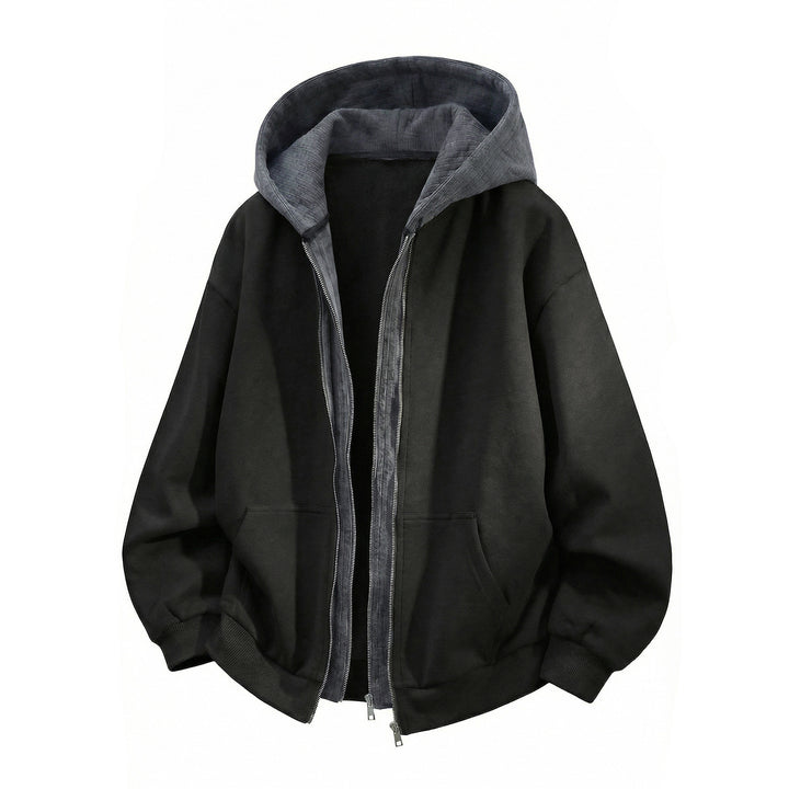 Unisex Oversized Kapuzenjacke mit Doppelreißverschluss und Kängurutasche Drune