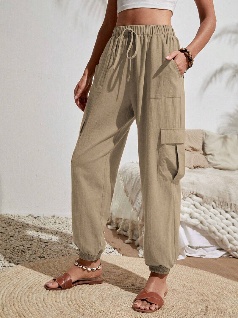 Damen Cargo-Jogginghose mit elastischem Bund, Kordelzug und aufgesetzten Taschen Drune