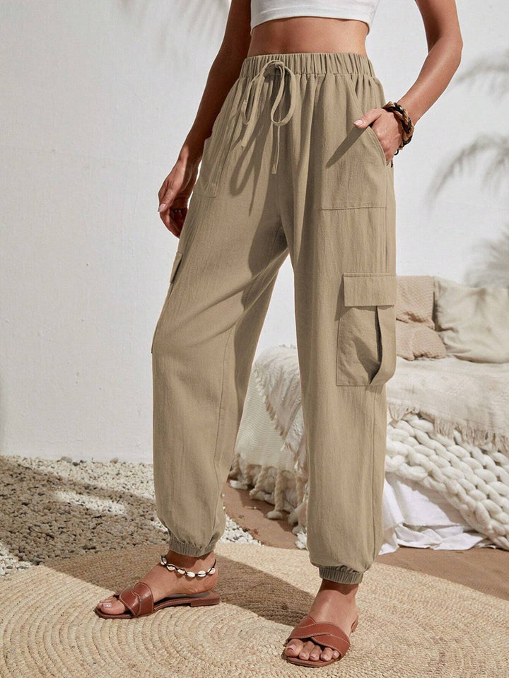Damen Cargo-Jogginghose mit elastischem Bund, Kordelzug und aufgesetzten Taschen Drune