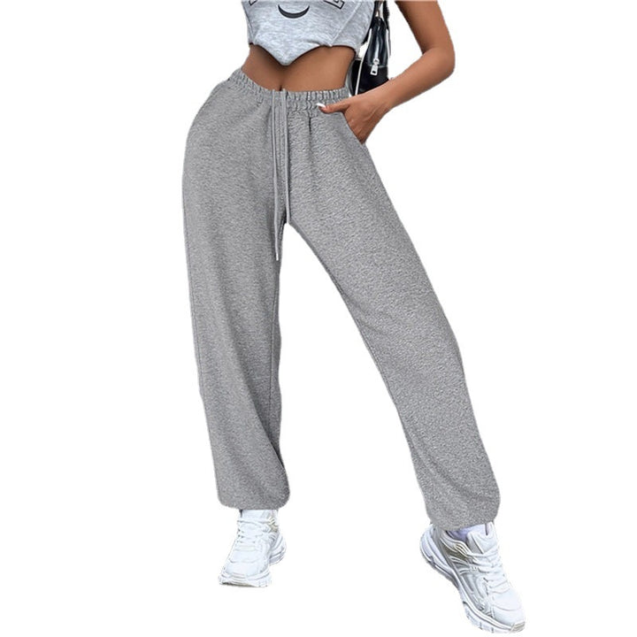 Damen nan weite Jogginghose hochgeschnitten mit seitlichem Statementprint und elastischem Bund Drune