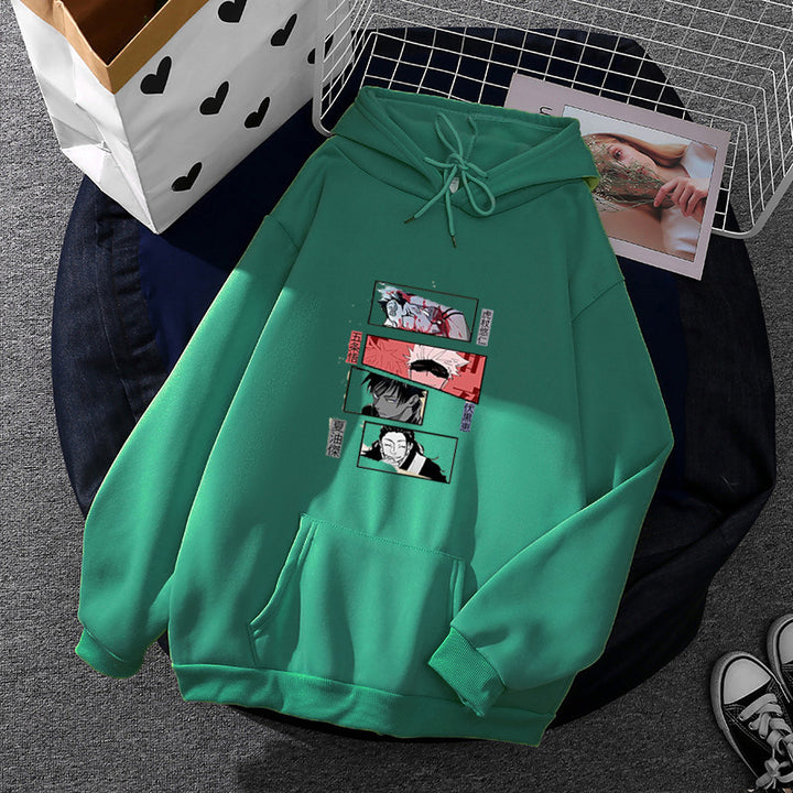 Damen nan Oversize Kapuzenpullover mit Manga-Frontprint und Kängurutasche Drune