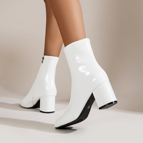 Damen Elegante Hochglanz Overkneestiefel Drune