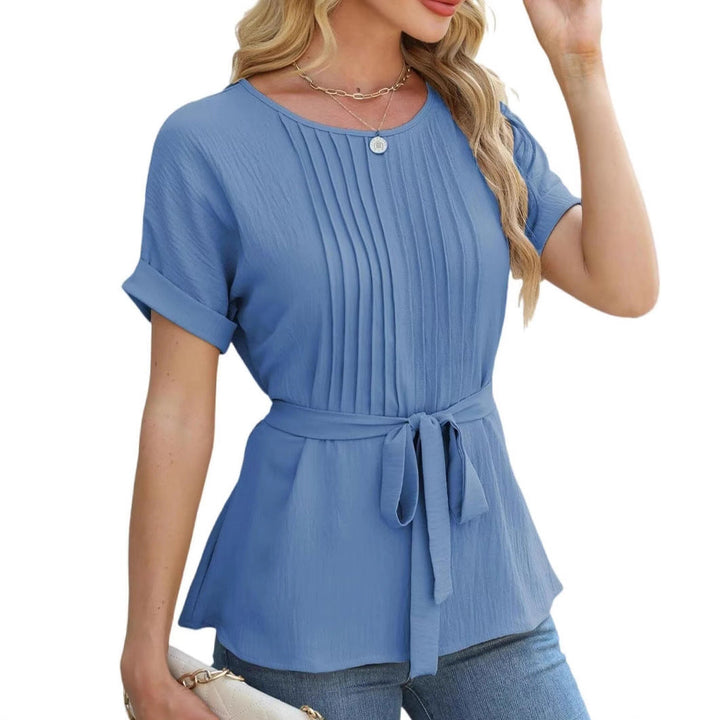 Damen Bluse mit Rüschendetails und seitlichem Gürtel Drune