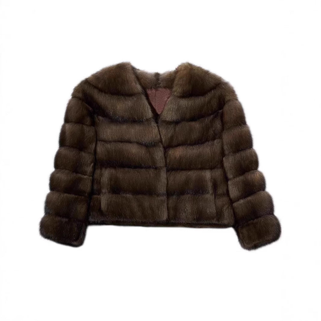 Damen Luxus Kunstpelzjacke Drune