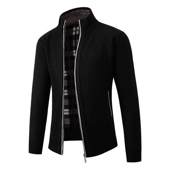 Herren elegante Strickjacke mit hohem Kragen und praktischem Reißverschluss Drune