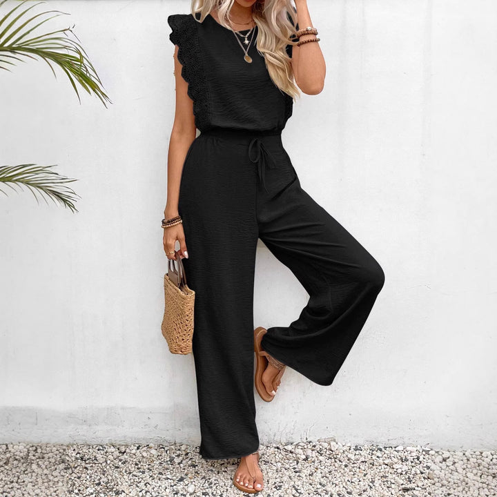 Damen Zweiteiliges Set aus Top und Palazzo-Hose mit Spitzenvolant Drune
