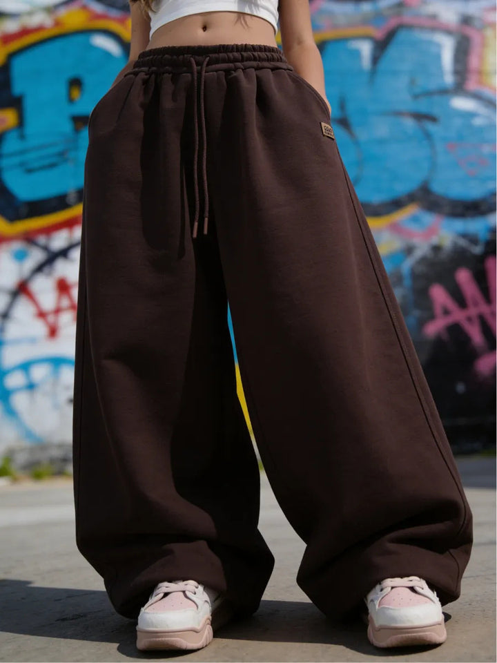 Damen lockere Sweatpants mit elastischem Bund und weitem Schnitt