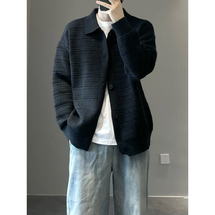 Herren Modische Strickjacke mit strukturierter Oberfläche Drune