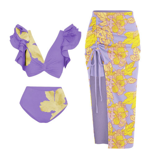 Damen Bikiniset mit voluminösen Rüschen und asymmetrischem Design Drune