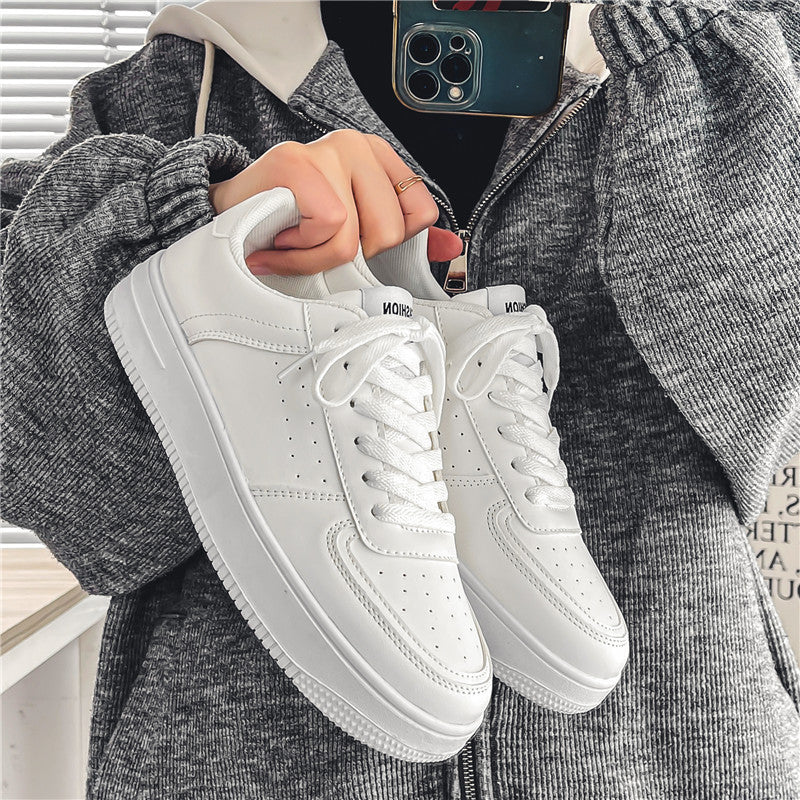 Damen Minimalistische Low-Top Plateau-Sneaker aus veganem Glattleder mit perforierten Details und gepolstertem Komfortfußbett Drune