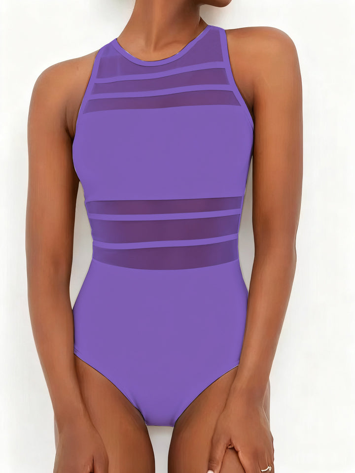 Damen Sportlicher Einteiler mit transparenten Einsätzen Drune
