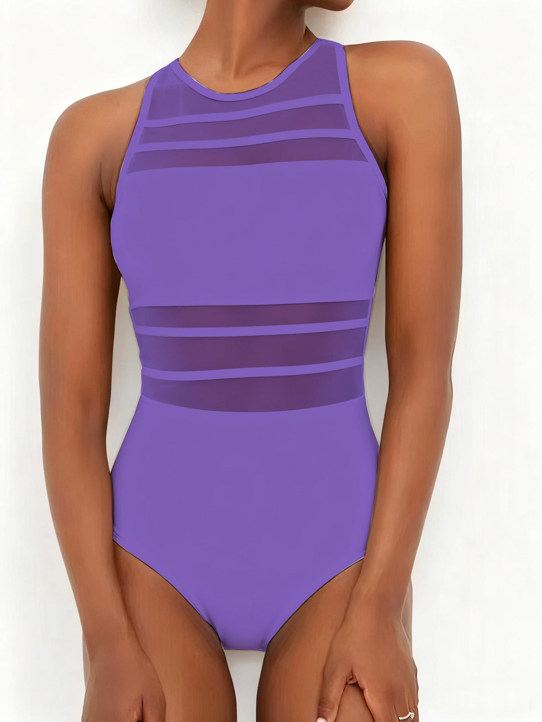 Damen Sportlicher Einteiler mit transparenten Einsätzen Drune