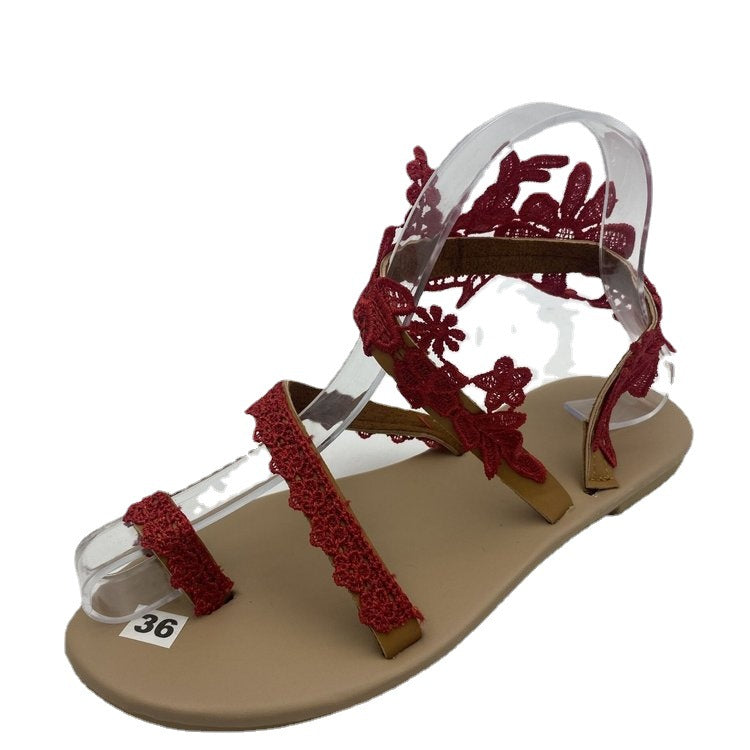 Damen Sandalen mit filigranem Häkelmuster Drune
