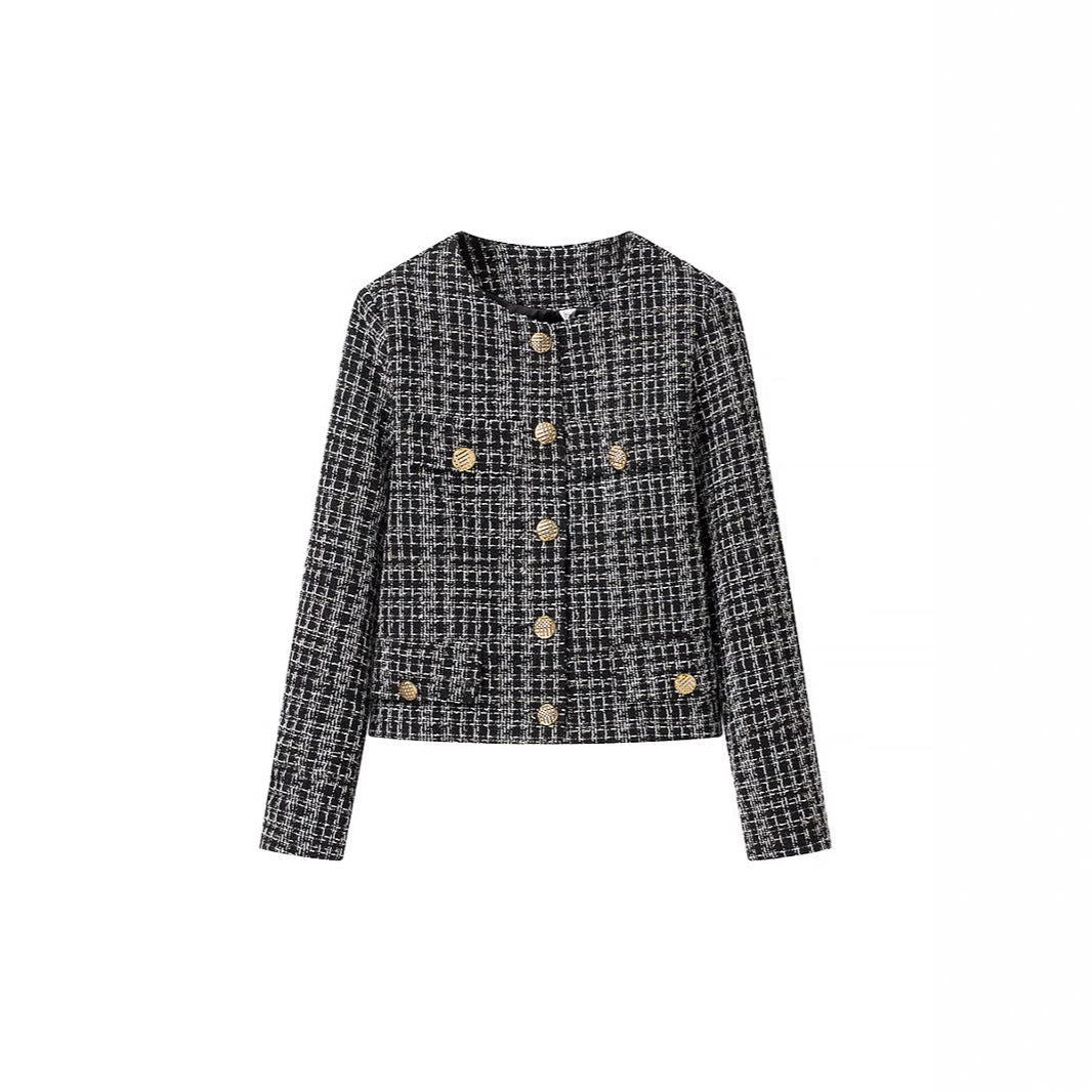 Damen Tweed-Jacke mit goldenen Knöpfen Drune