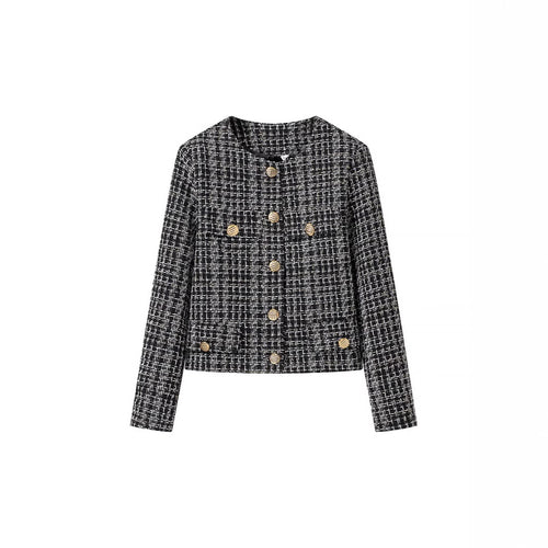 Damen Tweed-Jacke mit goldenen Knöpfen Drune