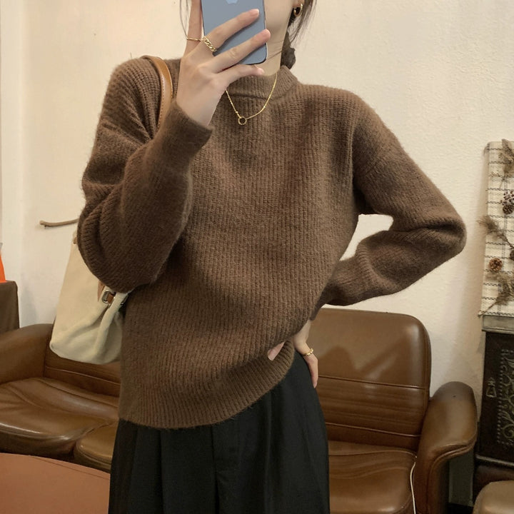 Damen bequemer Strickpullover mit feinem Rippenmuster und lässigem Schnitt Drune
