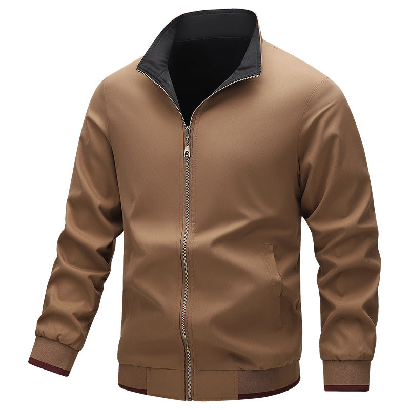 Herren Leichte Harringtonjacke mit Stehkragen, Reißverschluss und Kontrastbündchen Drune