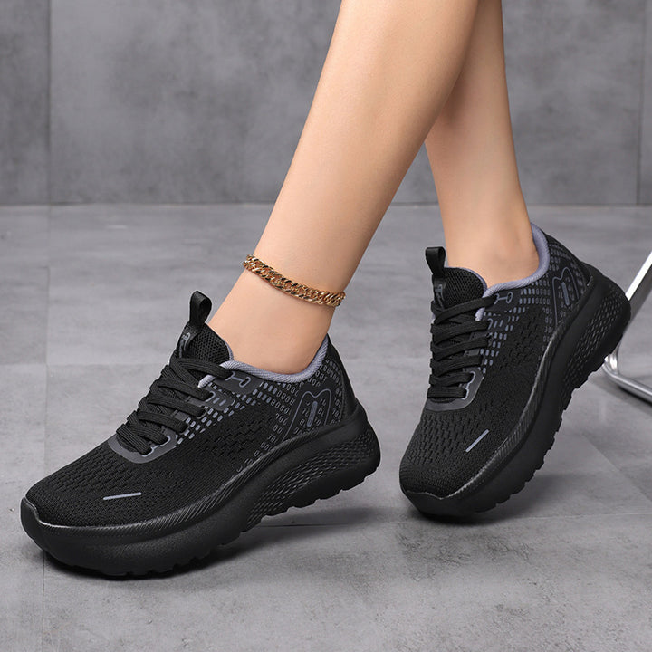 Damen nan ergonomischer Komfort-Sneaker mit nahtlosem Maschenoberteil und keilförmiger Dämpfung Drune
