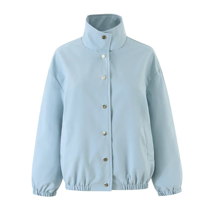 Damen Zweiteiliges Set aus kurzem Blouson mit Stehkragen und hoher Taillen-Bleistiftrock Drune