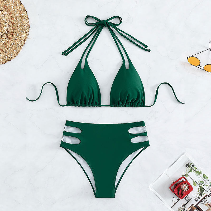 Damen Hochgeschnittener Bikini mit modischen Cut-Outs Drune