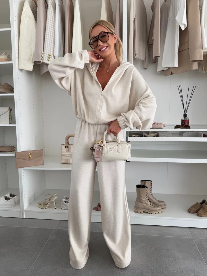 Damen Fleece-Overall mit Reißverschluss und weitem Bein Drune