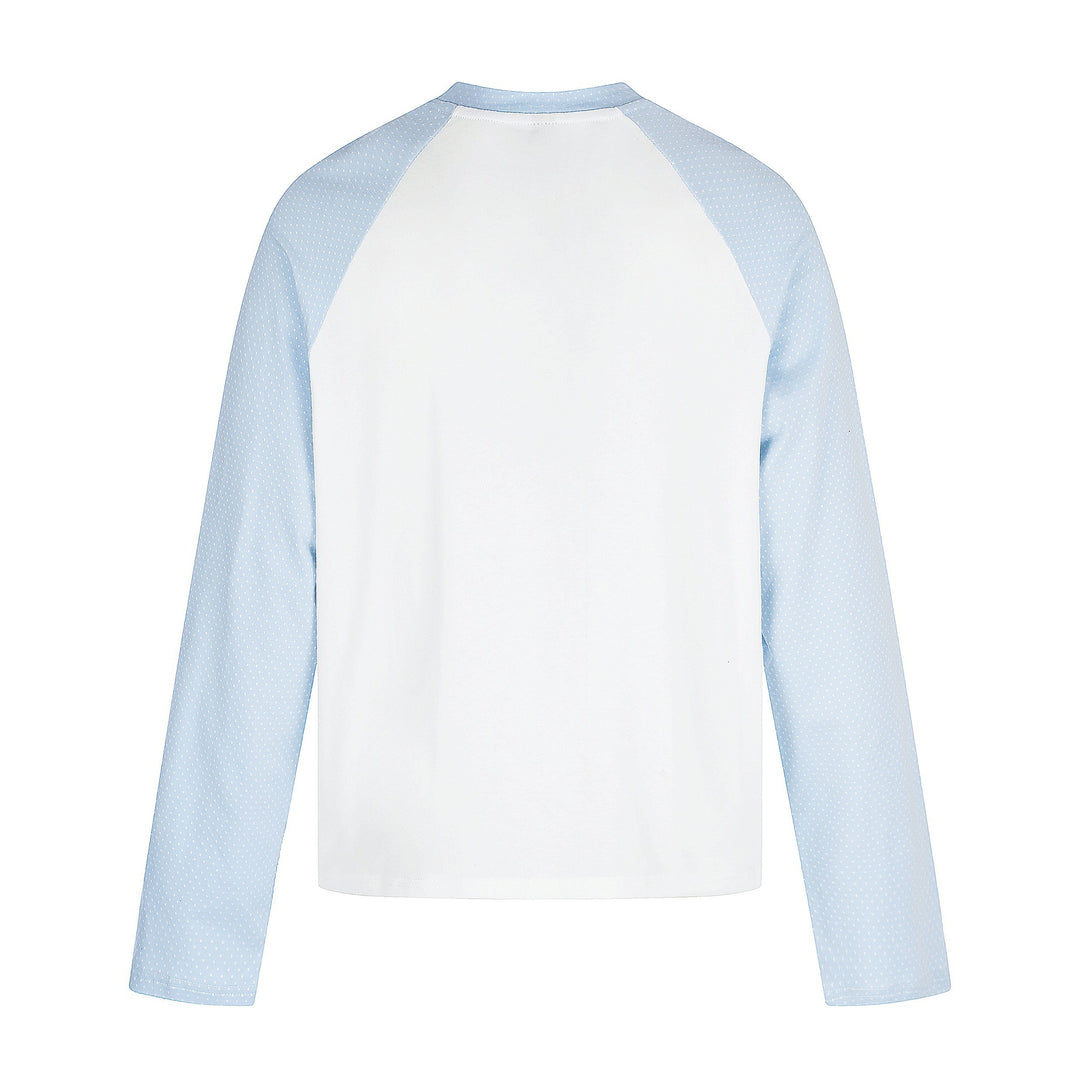Damen Langarmshirt mit Raglanärmeln, dekorativem Schleifen-Print und weichem Baumwollmix Drune